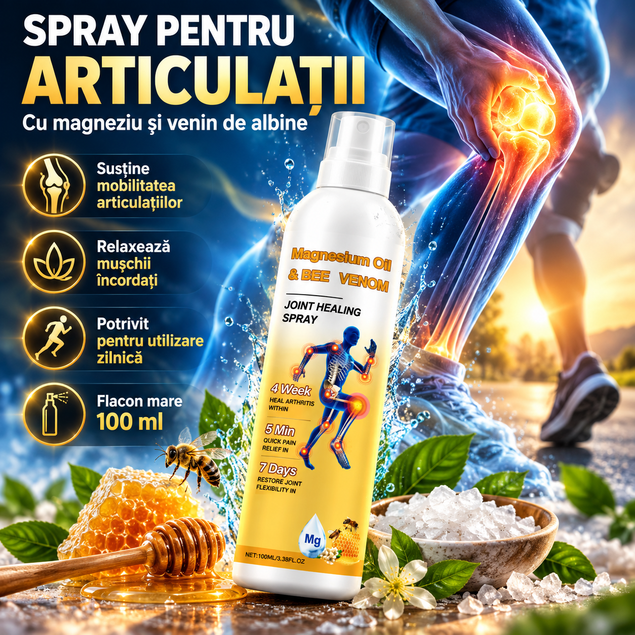 Spray pentru Articulații cu Venin de Albine și Magneziu 100ml