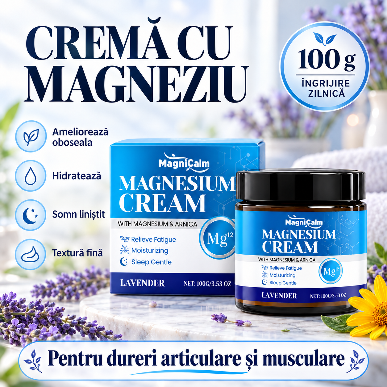 Cremă cu Magneziu pentru Relaxare Musculară 100gr